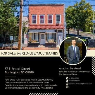 Plus de détails pour 37 E Broad St, Burlington, NJ - Local commercial à vendre