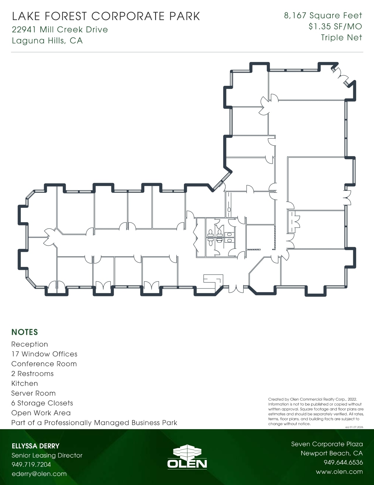 22941 Mill Creek Dr, Laguna Hills, CA à louer Plan d’étage– Image 1 sur 1