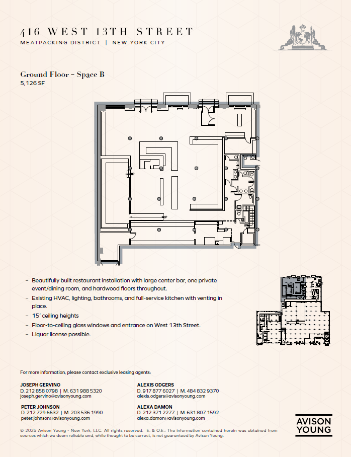 416 W 13th St, New York, NY à louer Plan d’étage– Image 1 sur 10