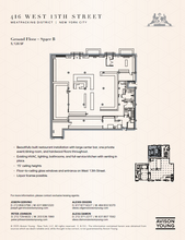 416 W 13th St, New York, NY à louer Plan d’étage– Image 1 sur 10