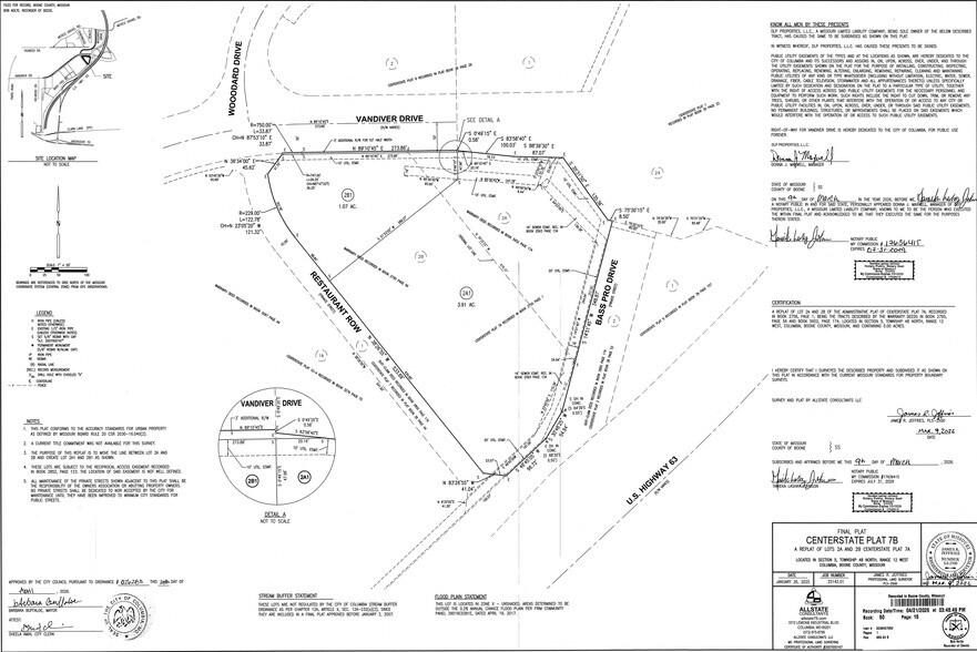 SWC of Hwy 63 Vandiver & Bass Pro, Columbia, MO à vendre - Plan cadastral – Image 2 sur 2