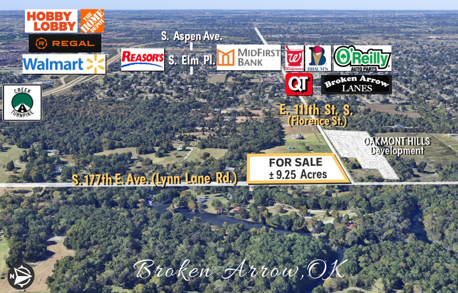 111th St (Florence) & S. Lynn Lane Rd, Broken Arrow, OK à vendre - Aérien – Image 2 sur 6