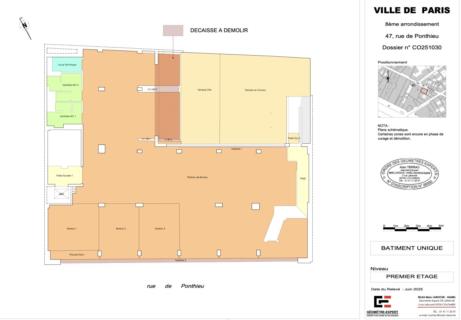 47 Rue De Ponthieu, Paris à louer Plan d’étage– Image 1 sur 2