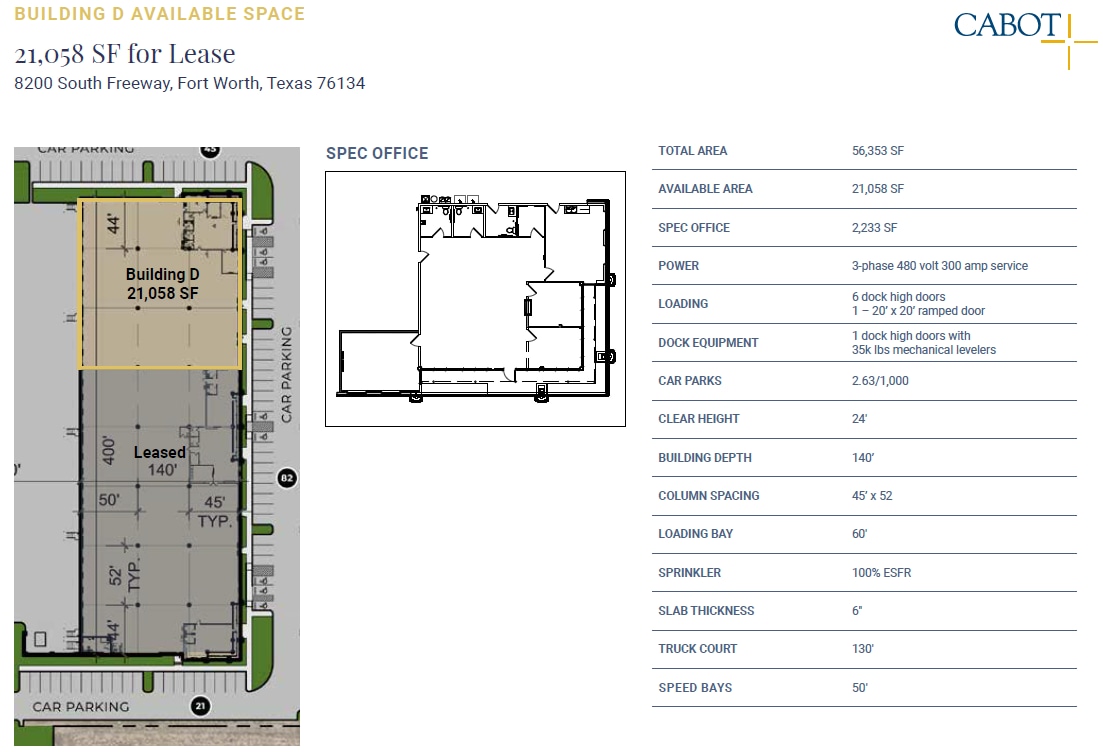 8300 South Freeway, Fort Worth, TX à louer Plan d’étage– Image 1 sur 1