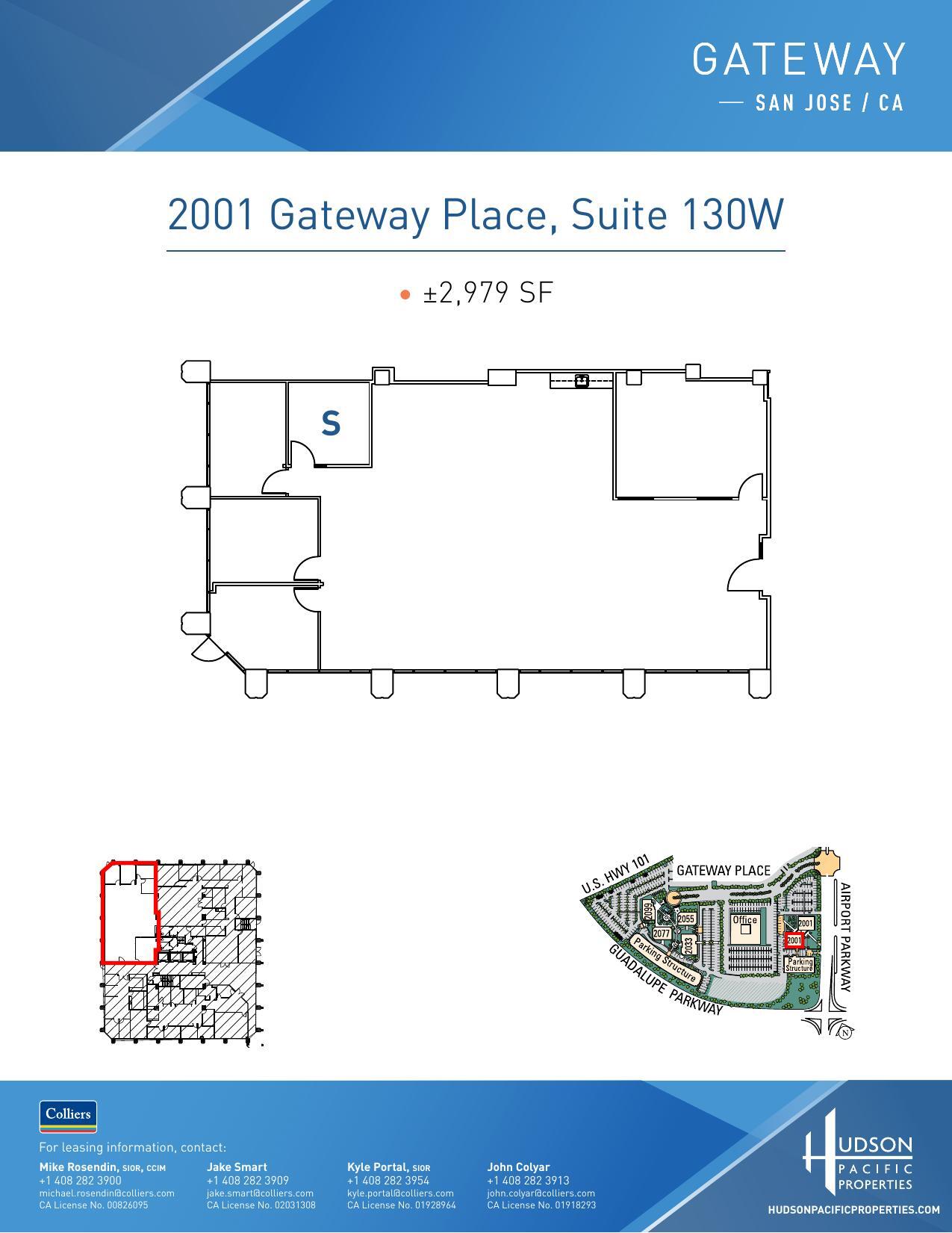 2033 Gateway Pl, San Jose, CA à louer Plan d’étage– Image 1 sur 1