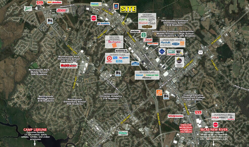 3050-3100 Western Blvd, Jacksonville, NC à louer - Aérien – Image 2 sur 3