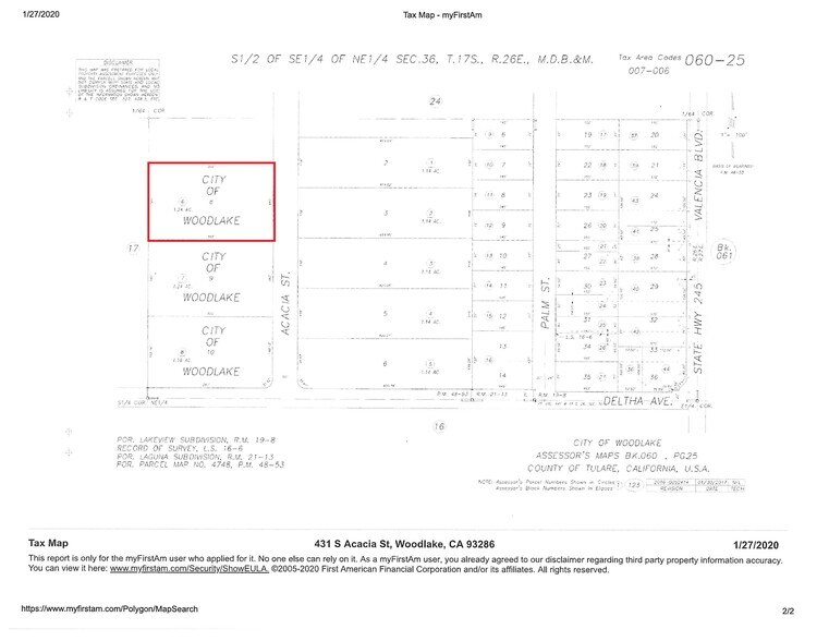 431 Acacia, Woodlake, CA à vendre - Plan cadastral – Image 2 sur 3