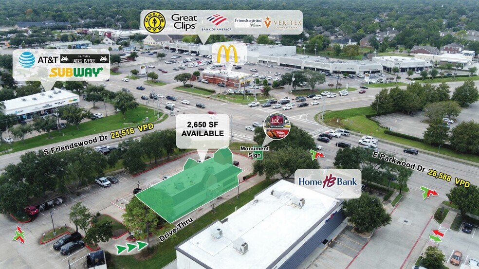 101 E Parkwood Ave, Friendswood, TX à vendre - Aérien – Image 3 sur 4