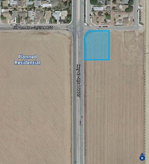 Highway 43 & Filburn St (Southeast corner), Wasco, CA à vendre - Aérien – Image 2 sur 2