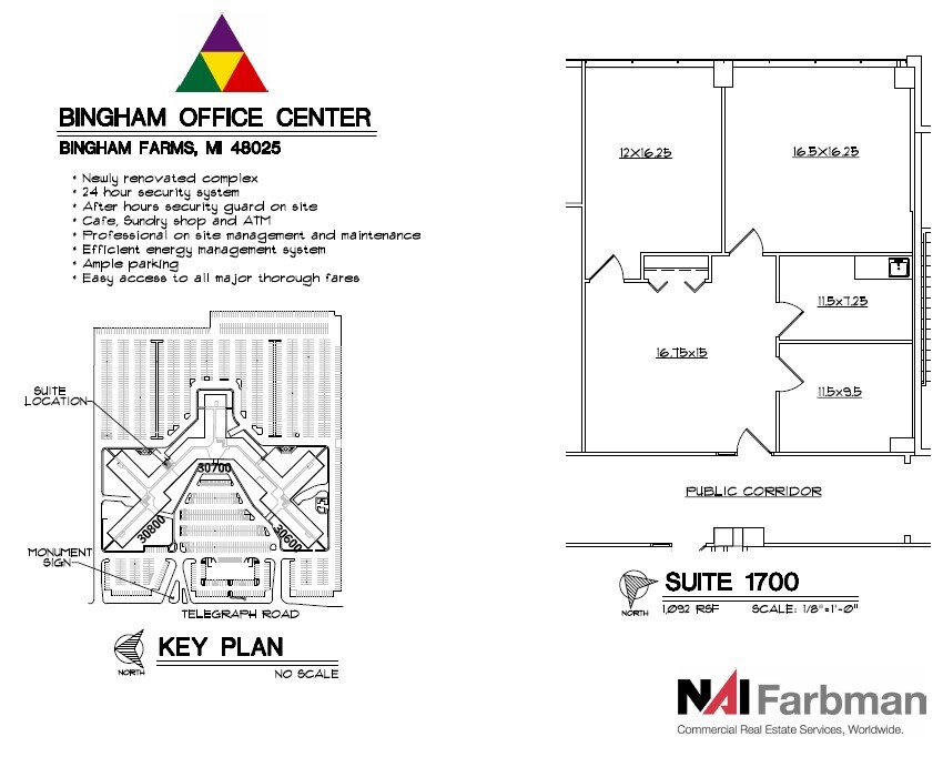 30600-30700 - 30800 Telegraph Rd, Bingham Farms, MI à louer Plan d’étage– Image 1 sur 1