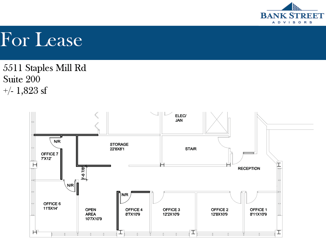5511 Staples Mill Rd, Richmond, VA à louer Plan d’étage– Image 1 sur 1
