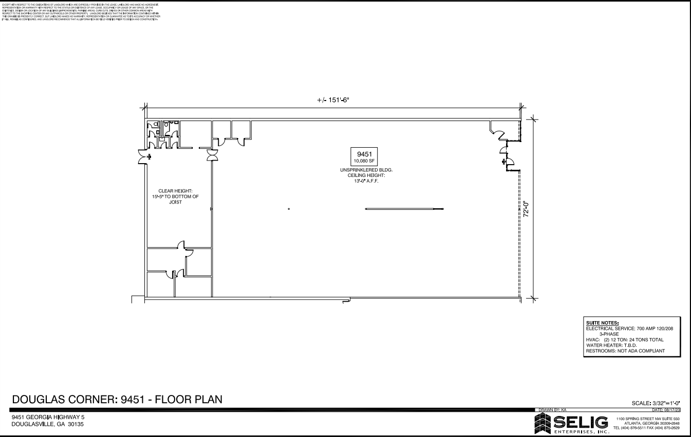 9421-9459 Highway 5, Douglasville, GA à louer Plan d’étage– Image 1 sur 1