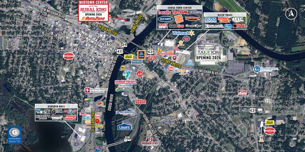 278-320 N 3rd St, Gadsden, AL à louer - Aérien – Image 3 sur 5