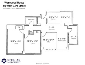 50 W 93rd St, New York, NY à louer Plan d’étage type– Image 2 sur 5