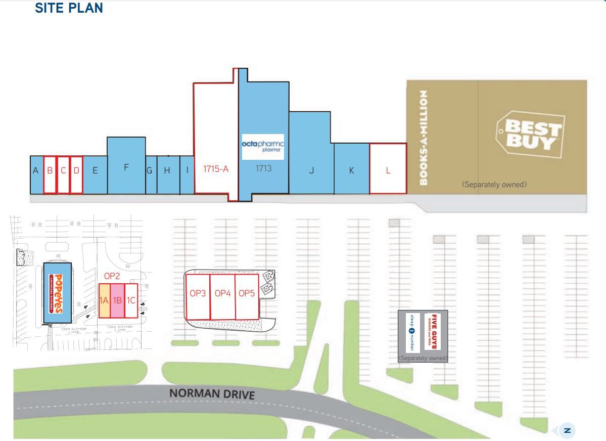 1707-1729 Norman Dr, Valdosta, GA à louer Plan de site– Image 1 sur 1