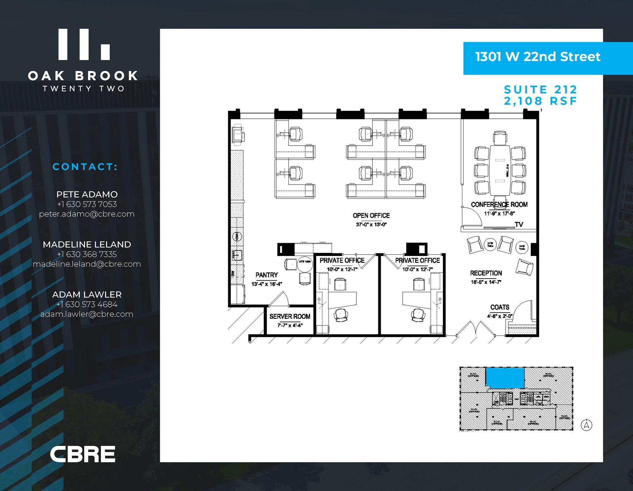 1301 W 22nd St, Oak Brook, IL à louer Plan d’étage– Image 1 sur 1