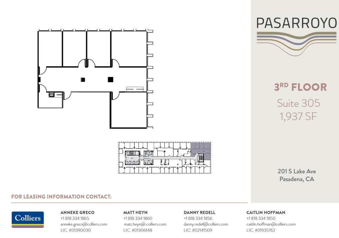 225 S Lake Ave, Pasadena, CA à louer Plan d’étage– Image 1 sur 1