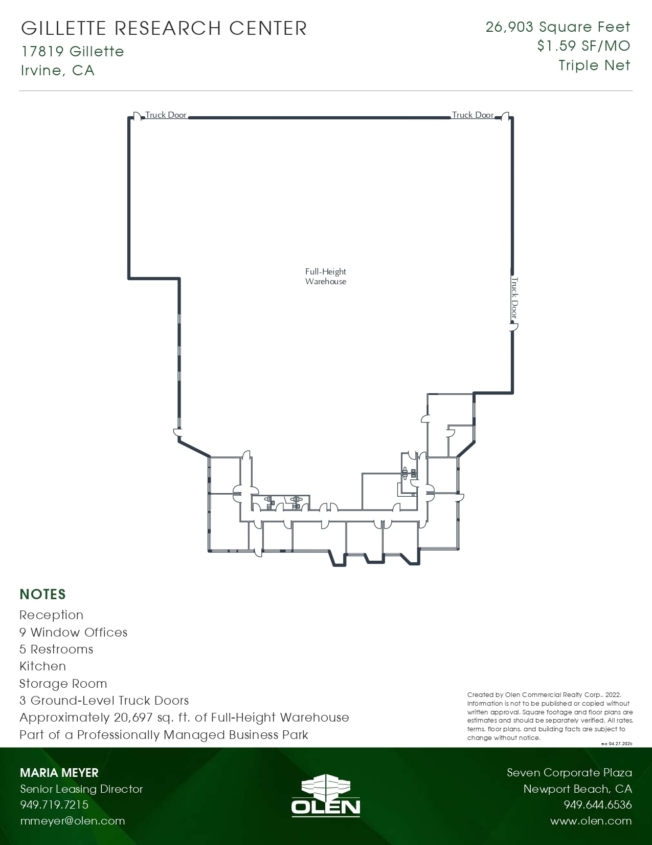 17819 Gillette Ave, Irvine, CA à louer Plan d’étage– Image 1 sur 1