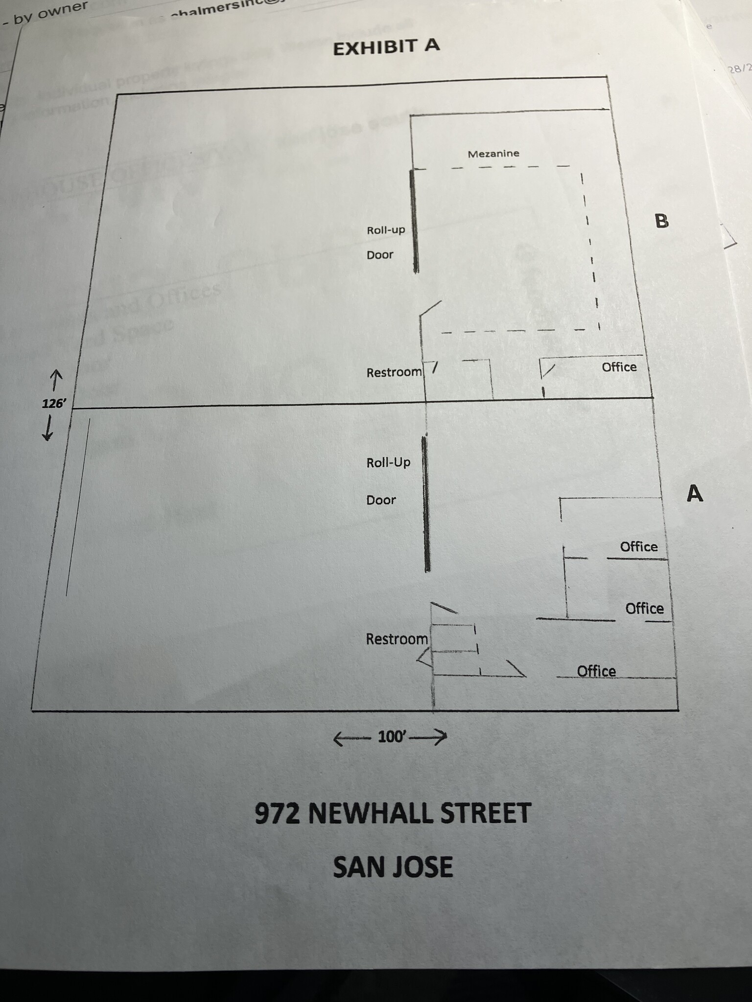 960 & 972 Newhall St, San Jose, CA à louer Plan d’étage– Image 1 sur 1