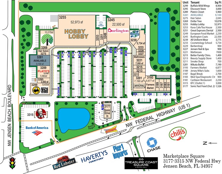 3183-3299 NW Federal Hwy, Jensen Beach, FL à louer - Plan de site – Image 2 sur 9
