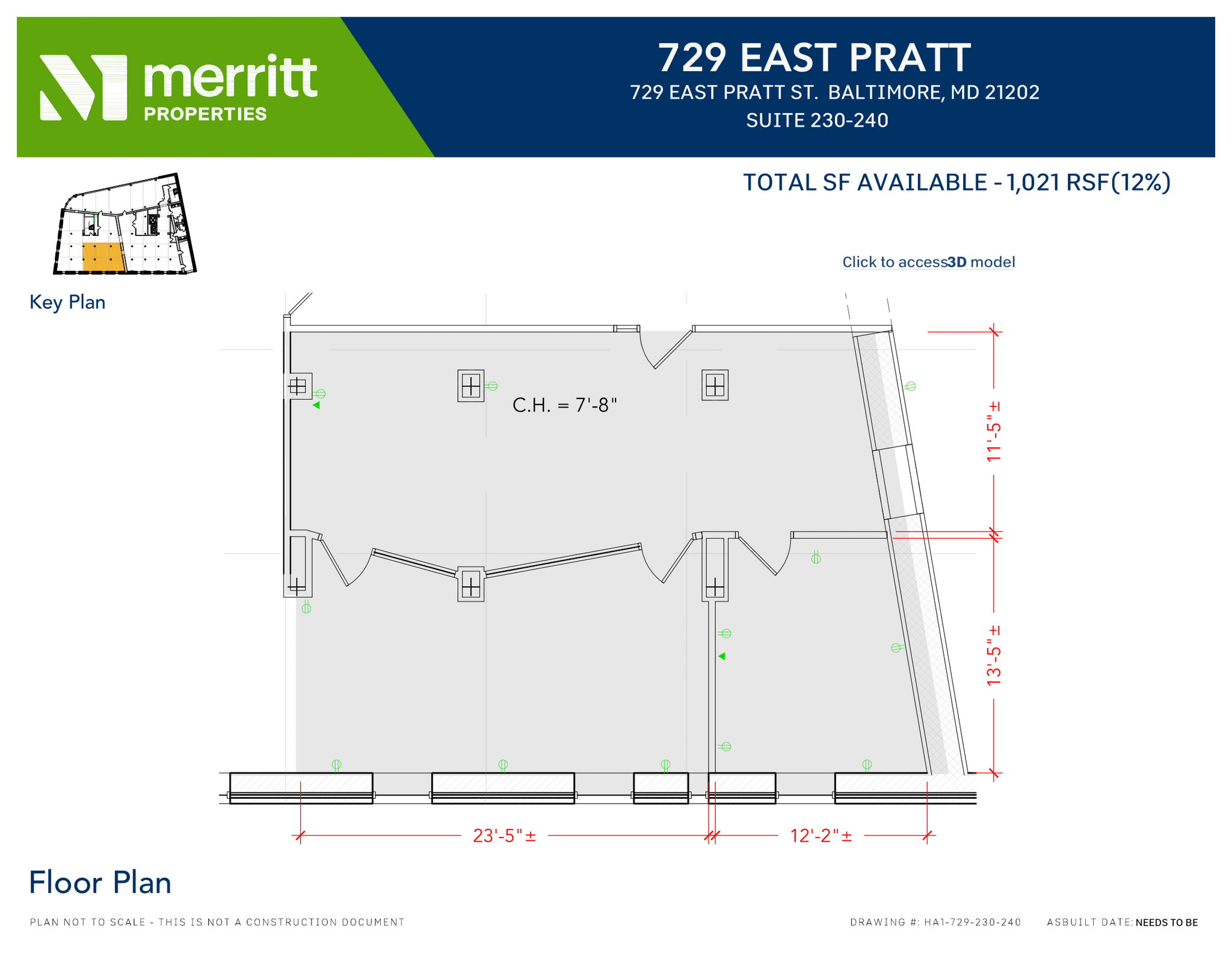 729 E Pratt St, Baltimore, MD à louer Plan d’étage– Image 1 sur 1