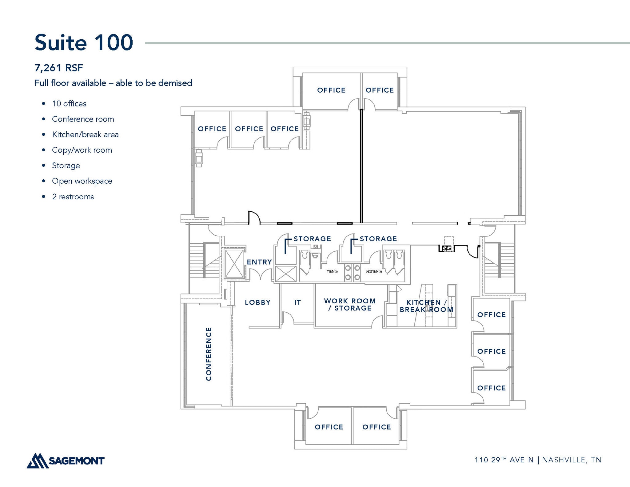 110 29th Ave N, Nashville, TN à louer Plan d’étage– Image 1 sur 1