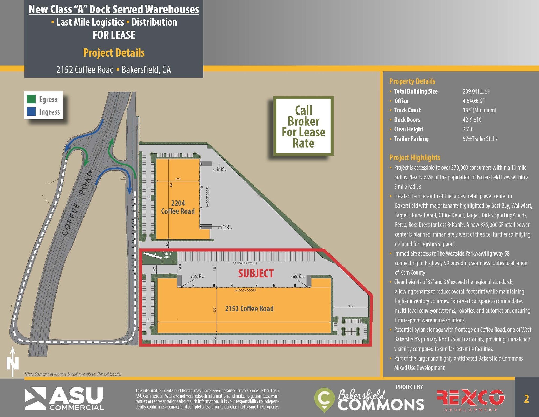 2152 Coffee Rd, Bakersfield, CA à louer Plan de site– Image 1 sur 2