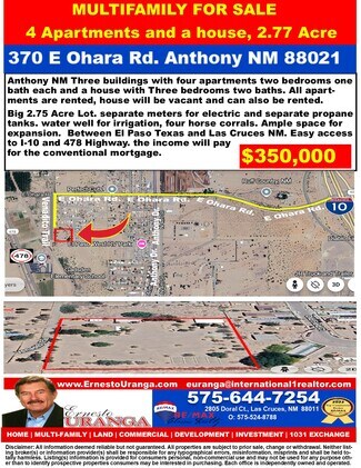 Plus de détails pour 370 E Ohara Rd, Anthony, NM - Logement à vendre