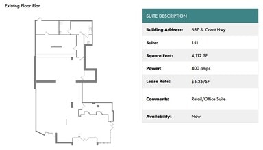 687 S Coast Hwy 101, Encinitas, CA à louer Plan d’étage– Image 2 sur 3