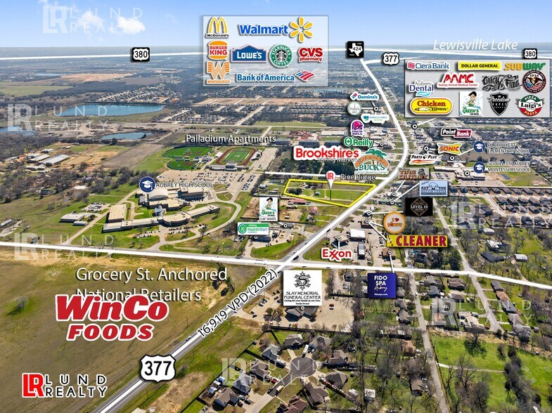 US 377 -3 AC | ON SEWER | COMMERCIAL | 3 LOTS, Aubrey, TX à vendre - Photo de l’immeuble – Image 3 sur 9