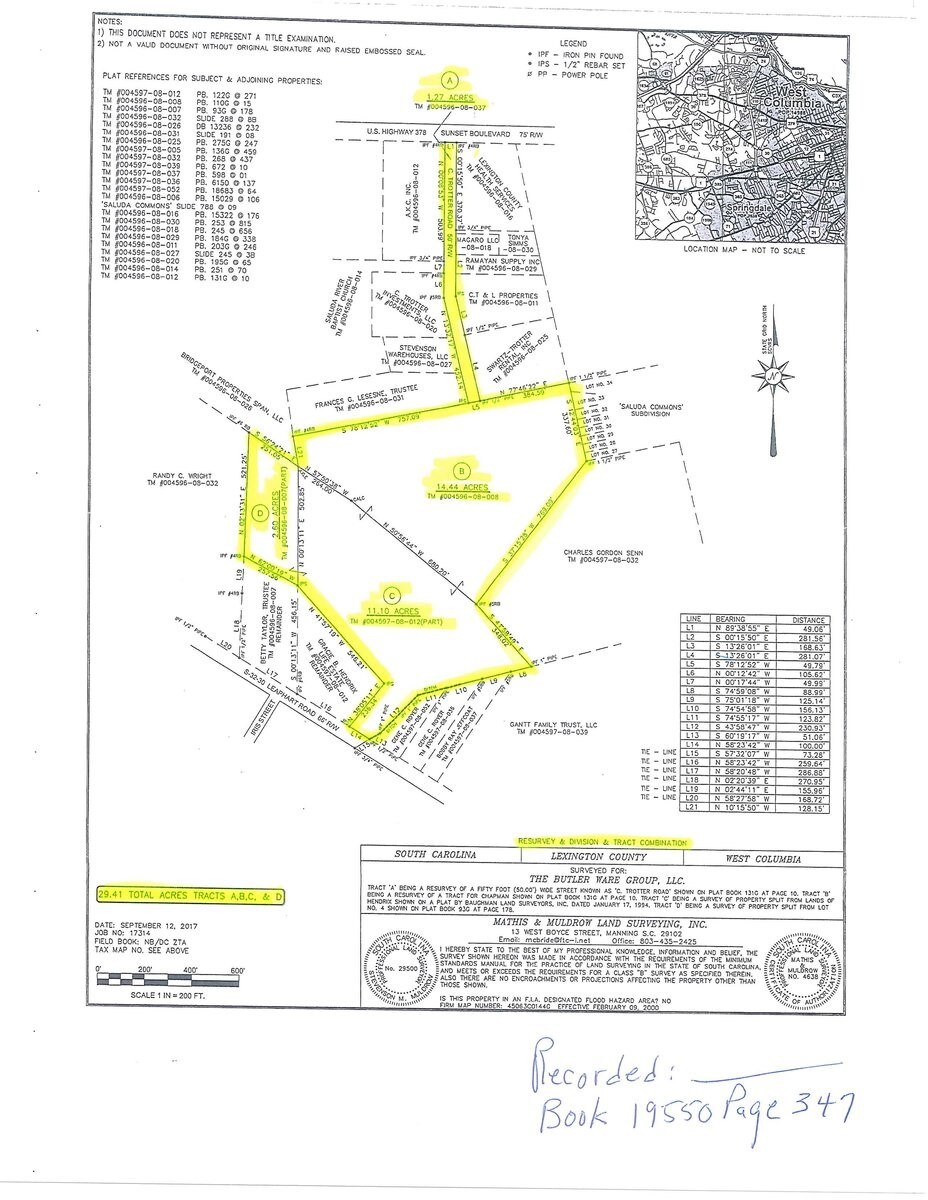 Leaphart Rd, West Columbia, SC à vendre Plan cadastral– Image 1 sur 4