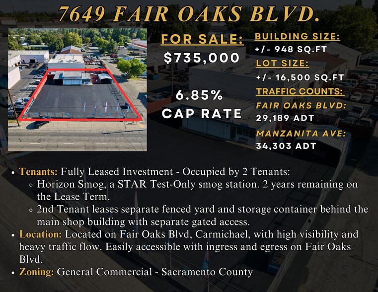7649 Fair Oaks Blvd, Carmichael, CA à vendre - Photo de l’immeuble – Image 2 sur 7
