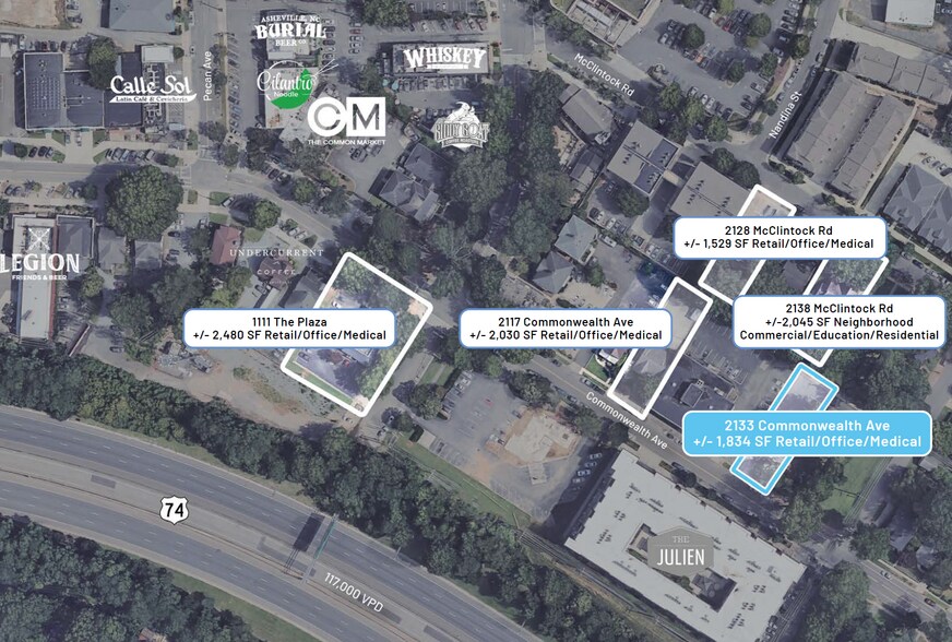 2133 Commonwealth Ave, Charlotte, NC à louer - Aérien – Image 3 sur 4