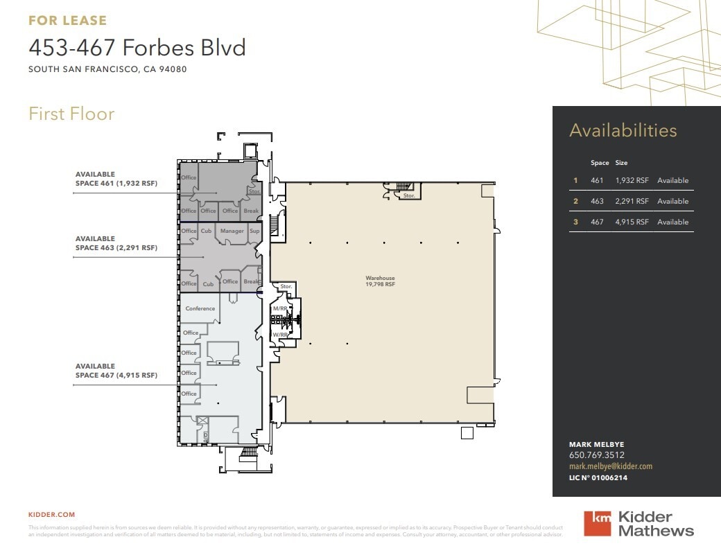 453-467 Forbes Blvd, South San Francisco, CA à louer Plan d’étage– Image 1 sur 1