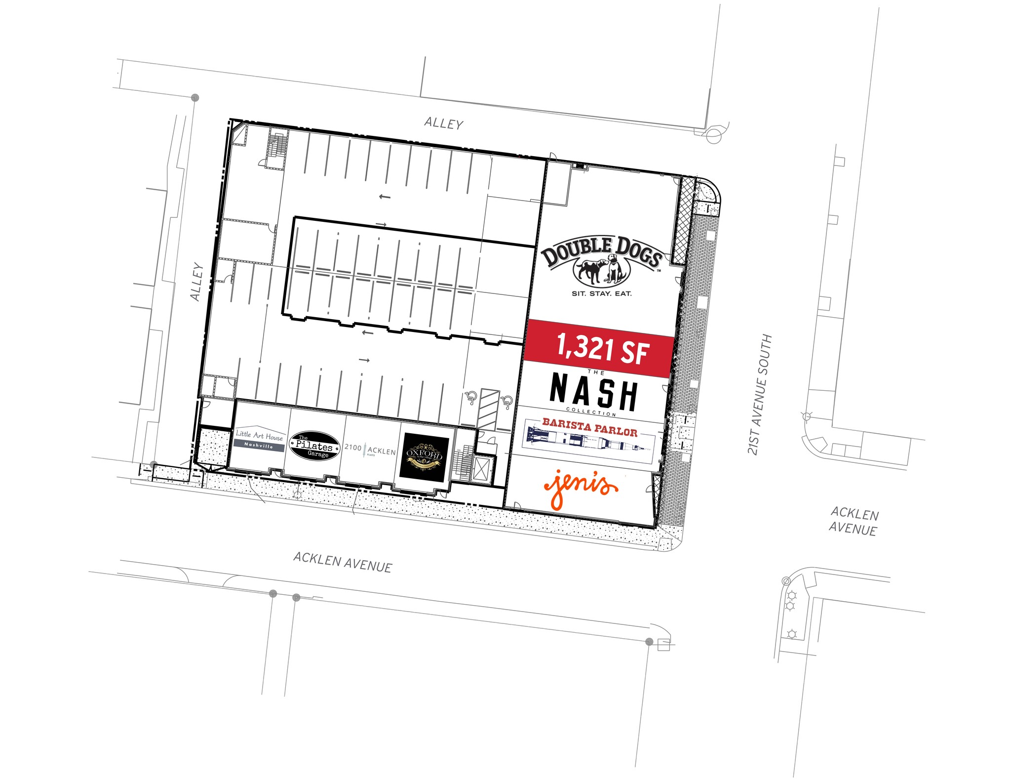 1807-1819 21st Ave S, Nashville, TN à louer Plan de site– Image 1 sur 5