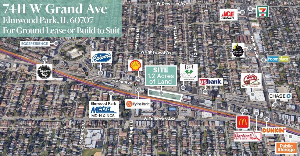 7411 W Grand Ave, Elmwood Park, IL à louer - Aérien – Image 2 sur 3