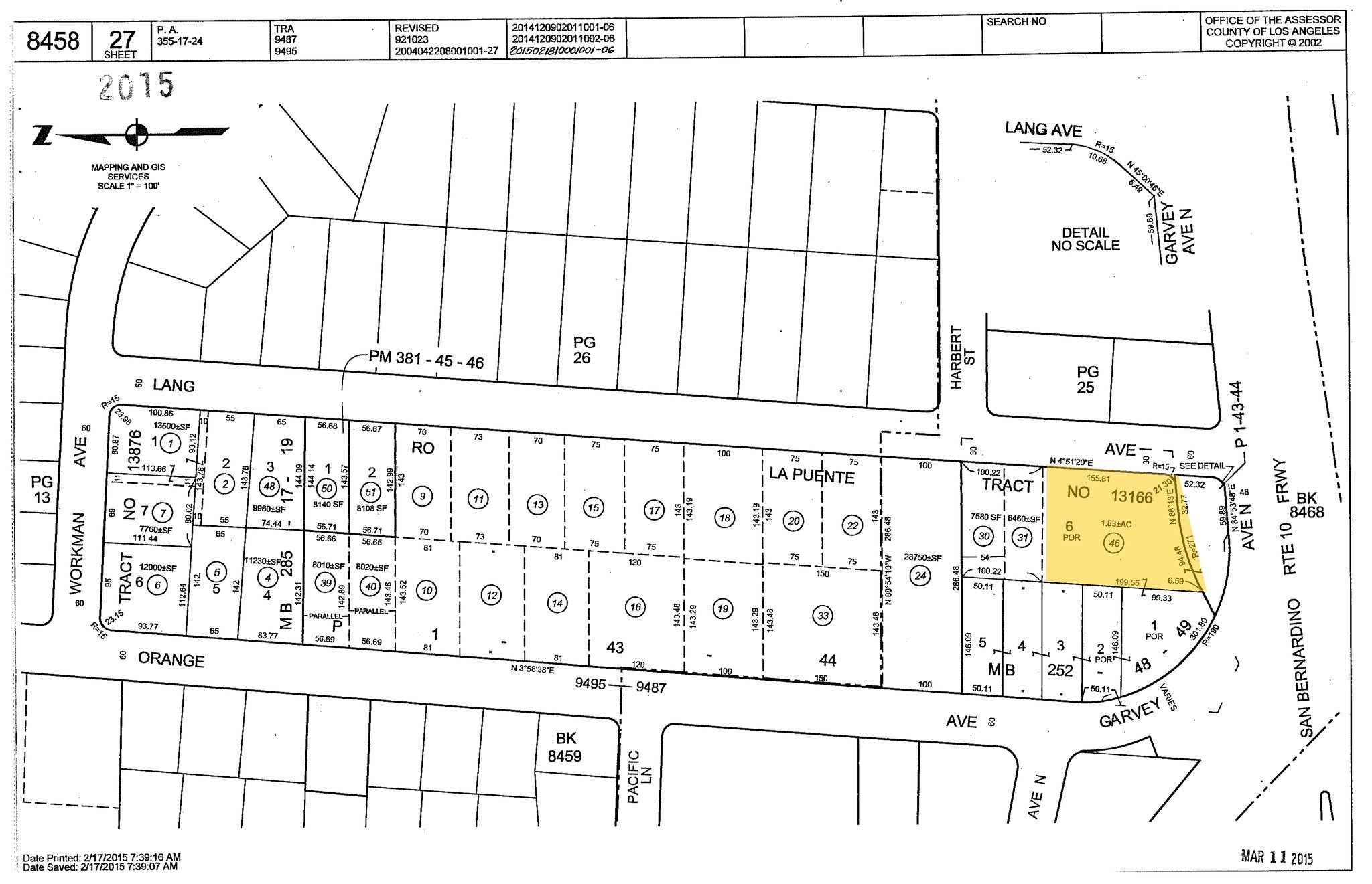 1705 W Garvey Ave N, West Covina, CA à vendre Plan cadastral– Image 1 sur 10