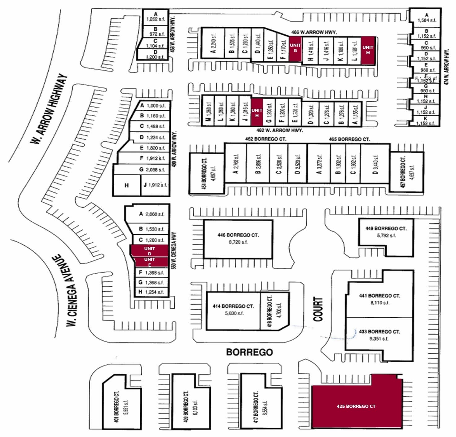 414-418 Borrego Ct, San Dimas, CA à louer Plan de site– Image 1 sur 1