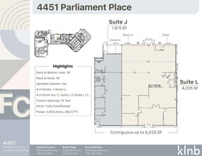 4451 Parliament Pl, Lanham, MD à louer Plan d’étage– Image 1 sur 1