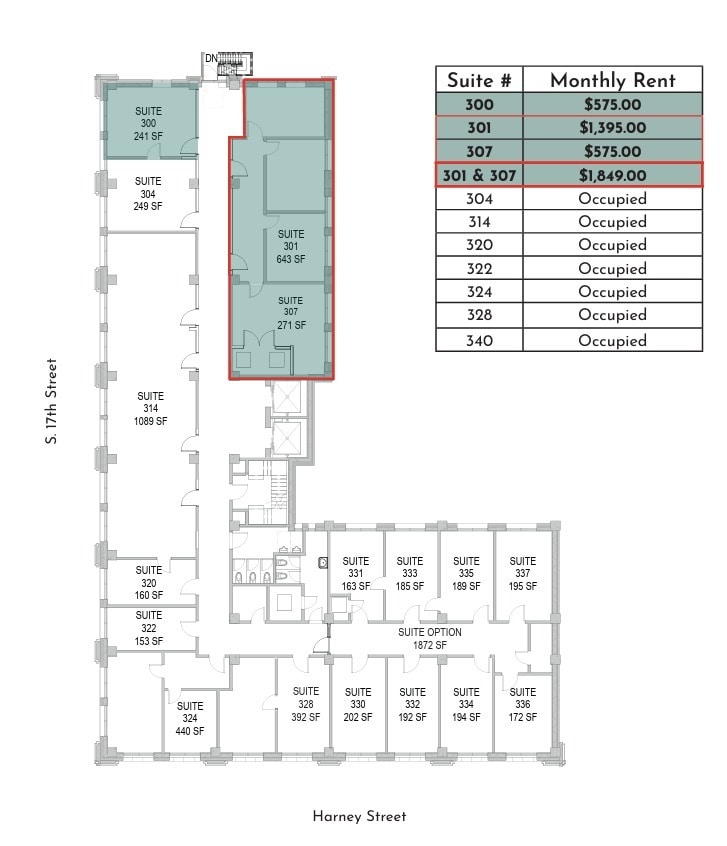 319 S 17th St, Omaha, NE à louer Plan d’étage– Image 1 sur 1