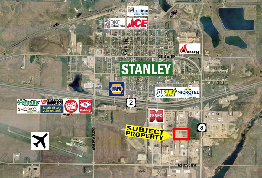 8116 61st St NW, Stanley, ND à vendre - Aérien – Image 2 sur 2