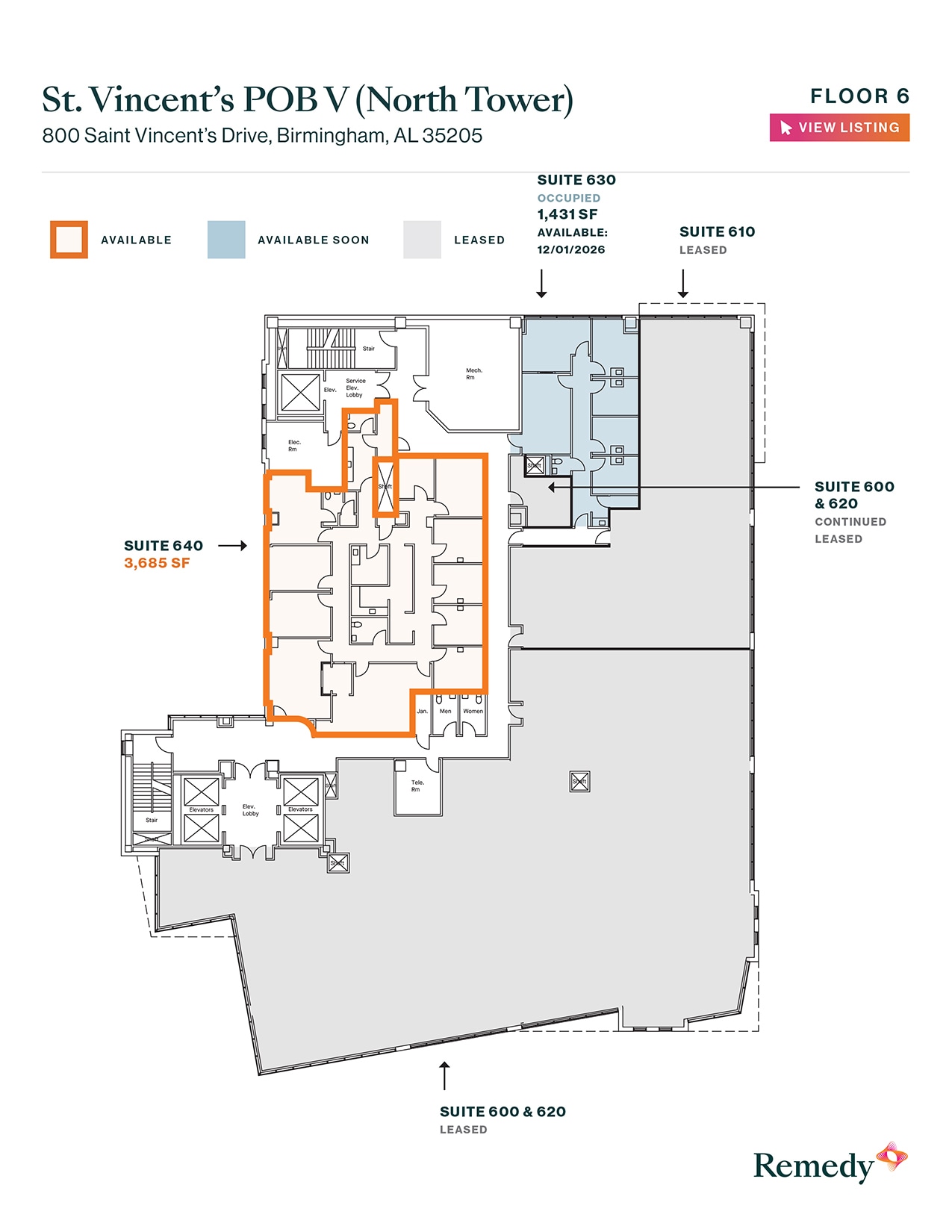 800 Saint Vincents Dr, Birmingham, AL à louer Plan d’étage– Image 1 sur 1