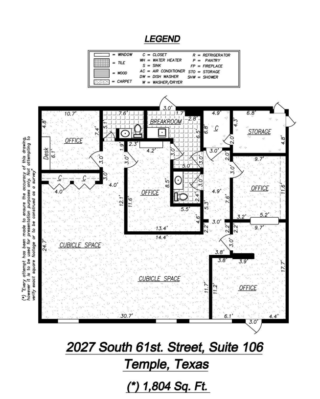 2027 S 61st St, Temple, TX à louer Plan d’étage– Image 1 sur 1