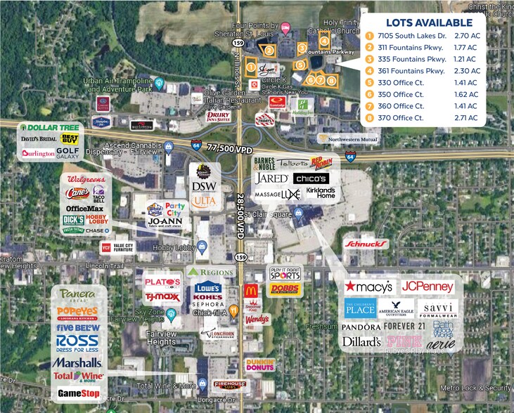 8 Commercial Lots Fairview Heights portefeuille de 8 biens à vendre sur LoopNet.fr - Aérien – Image 1 sur 11