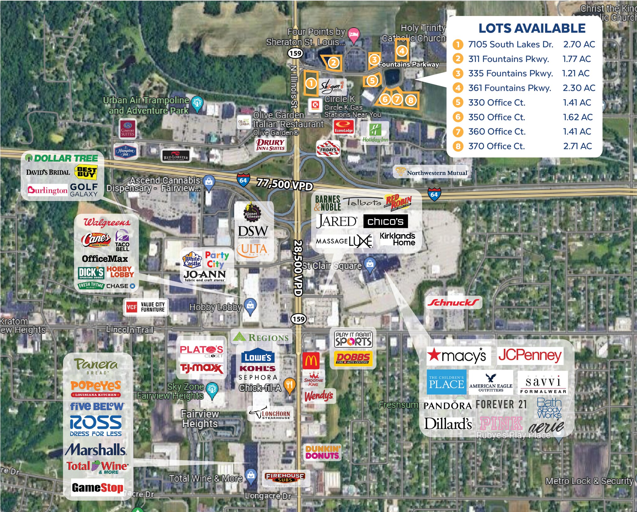 8 Commercial Lots Fairview Heights portefeuille de 8 biens à vendre sur LoopNet.fr Aérien– Image 1 sur 12