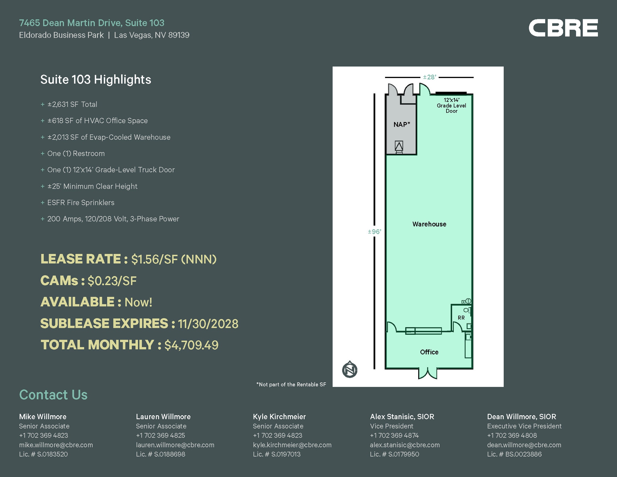 7465 Dean Martin Dr, Las Vegas, NV à louer Plan d’étage– Image 1 sur 1