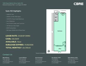 7465 Dean Martin Dr, Las Vegas, NV à louer Plan d’étage– Image 1 sur 1