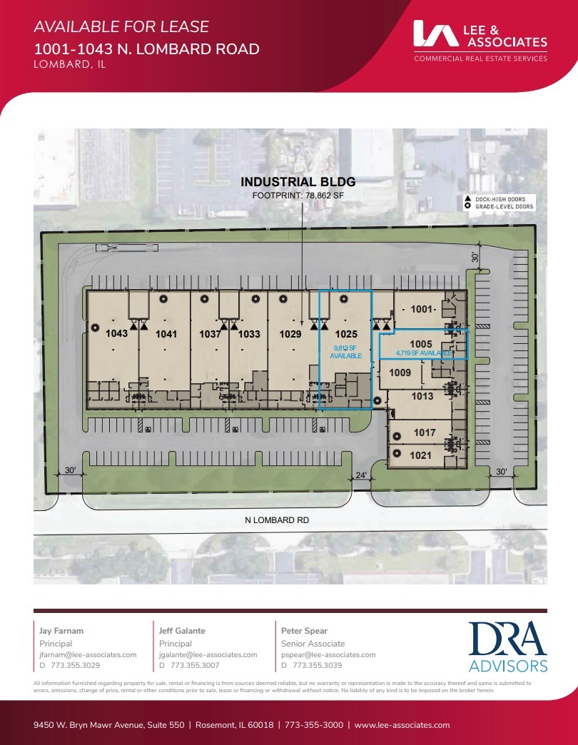 1001-1043 N Lombard Rd, Lombard, IL à louer Plan d’étage– Image 1 sur 1