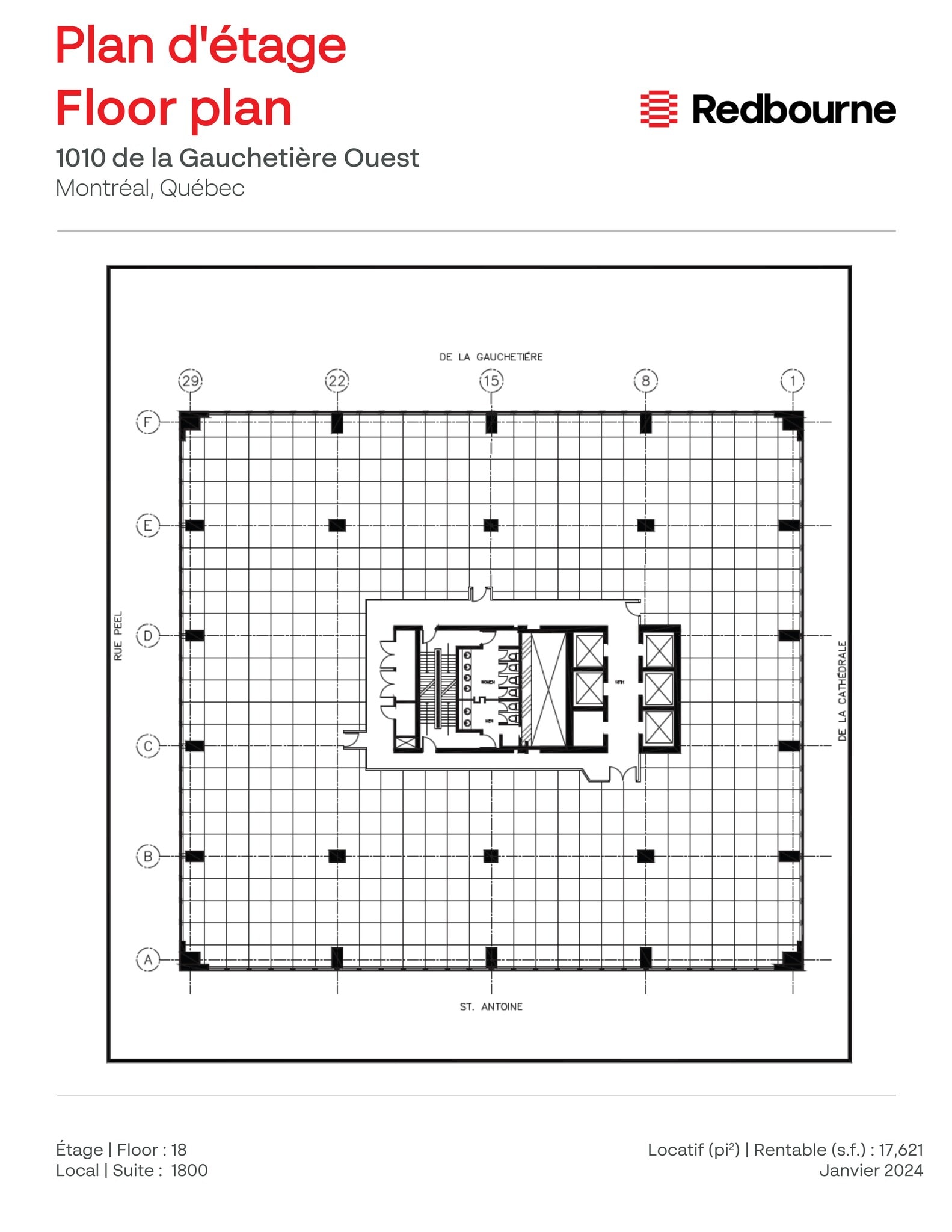 1010 Rue De La Gauchetière O, Montréal, QC à louer Plan d’étage– Image 1 sur 1