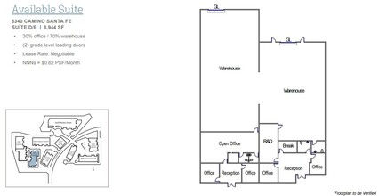 8360 Camino Santa Fe, San Diego, CA à louer Plan d’étage– Image 1 sur 1